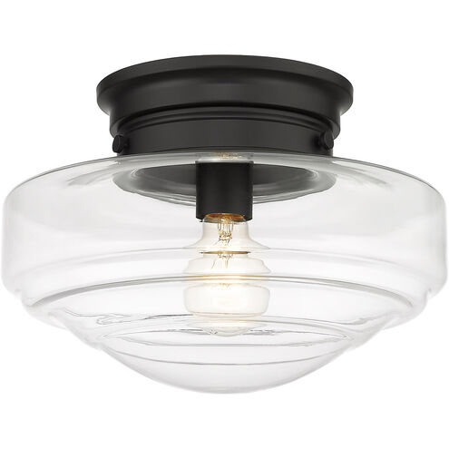 Ingalls 1 Light 12 inch Matte Black Semi-flush Ceiling Light in Clear Glass